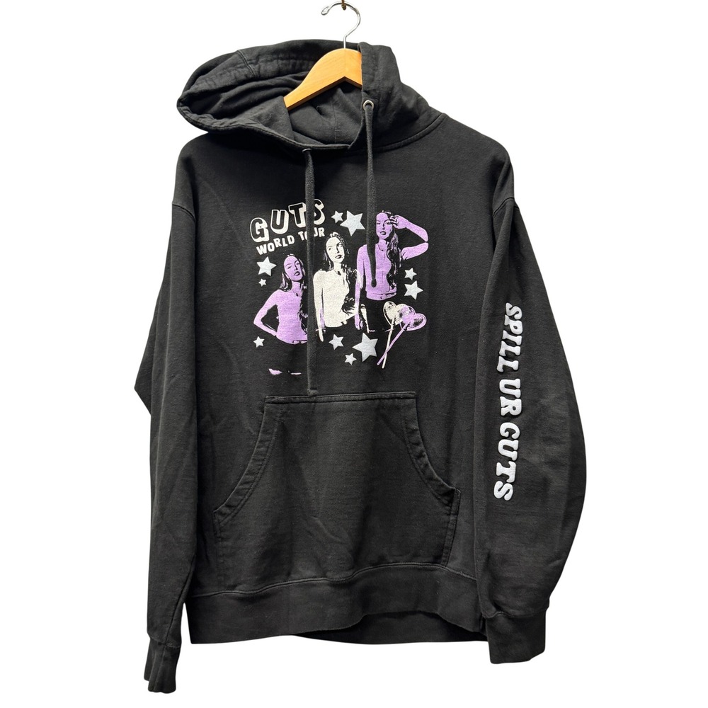 Olivia Rodrigo Hoodie Womens Medium Guts World Tour Black Concert Pullover